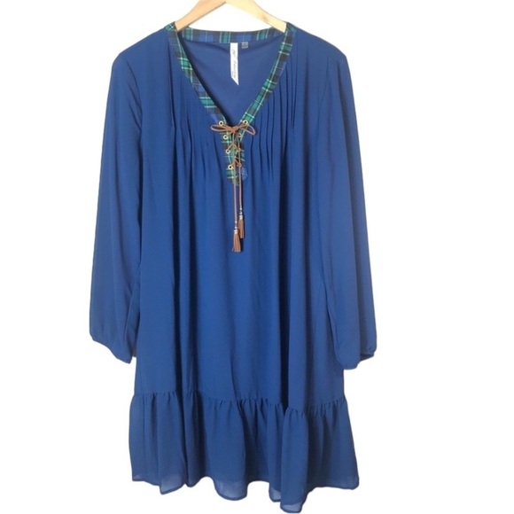 NY Collection Boho Ruffle Shift Dress - Picture 1 of 7